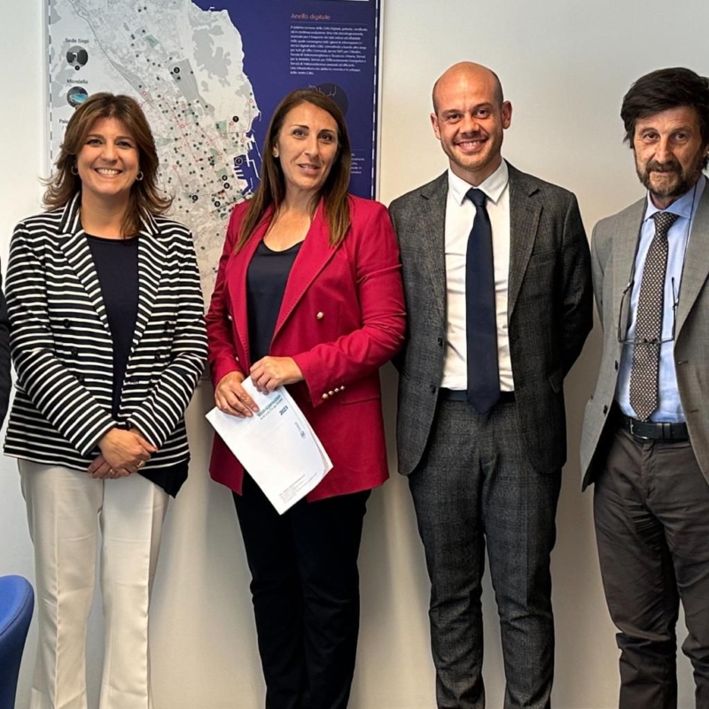 Foto in cui sono presenti i componenti del CDA Sispi e, come rappresentate del Comune di Palermo, l'Assessore Brigida Alaimo per l'Approvazione del Bilancio 2023