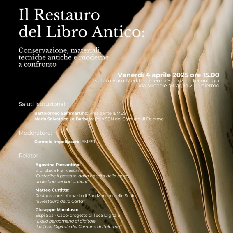 Locandina Convegno Giornata dedicata al Restauro del libro antico. Tema: teca digitale
