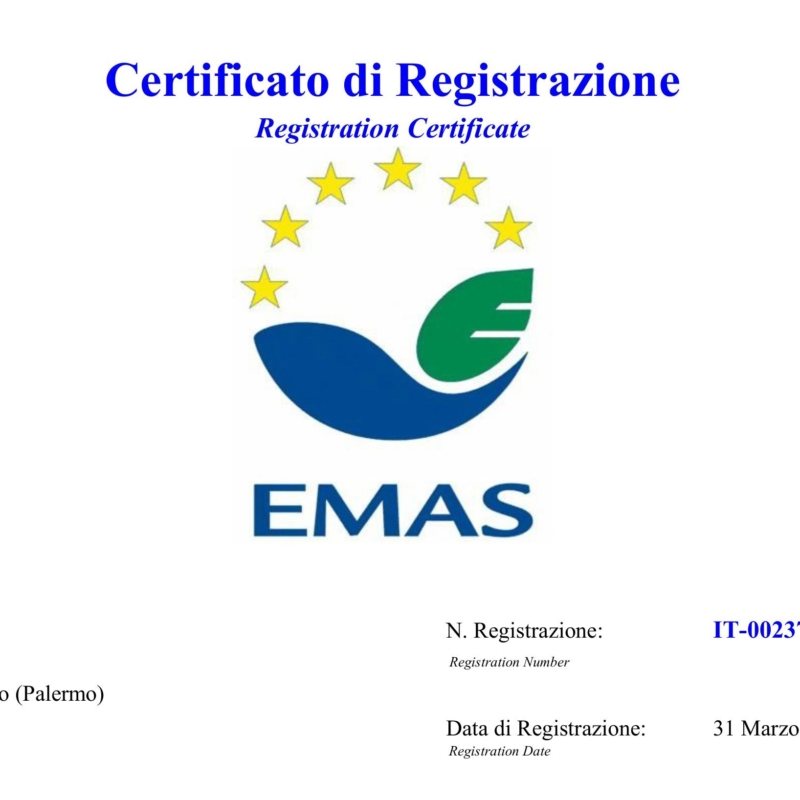 Immagine del Certificato Emas - data registrazione: 31 marzo 2025