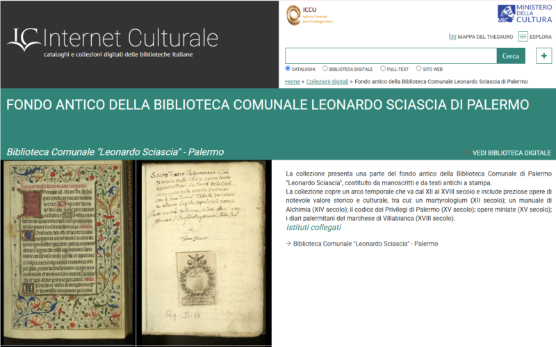 Immagine Teca Digitale di Libr@rsi disponibile su Internet Culturale