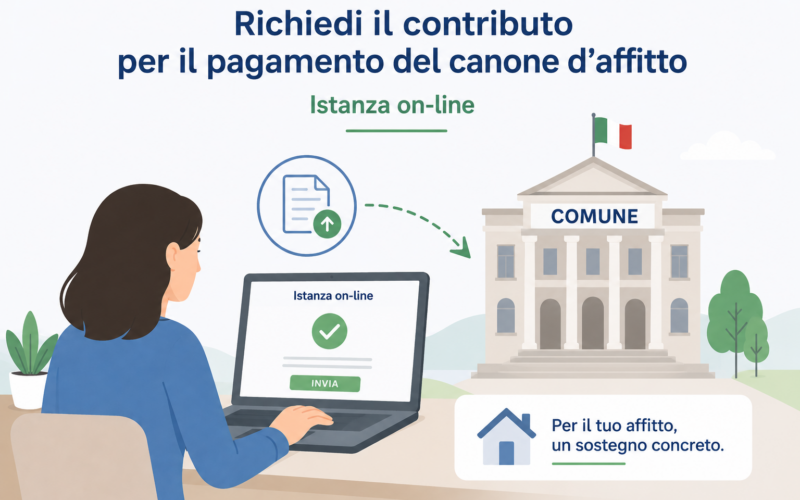 Immagine che raffigura una cittadina appartenente al Comune di Palermo, che presenta una istanza online per richiedere il contributo per il pagamento del canone d'affitto.