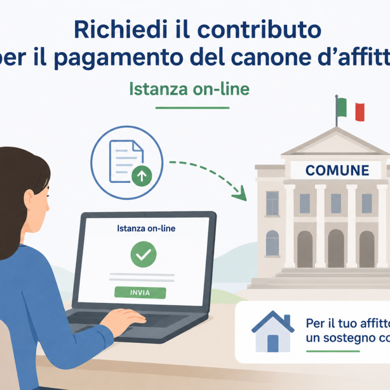 Immagine che raffigura una cittadina appartenente al Comune di Palermo, che presenta una istanza online per richiedere il contributo per il pagamento del canone d'affitto.